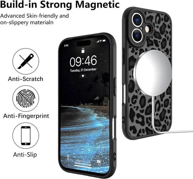 Alt view image 5 of 6 - Case Compatible with iPhone 17 Leopard Printed Pattern [Compatible with Magsafe] Cute Cheetah Protective Magnetic Case for Girls Women Men 6.3