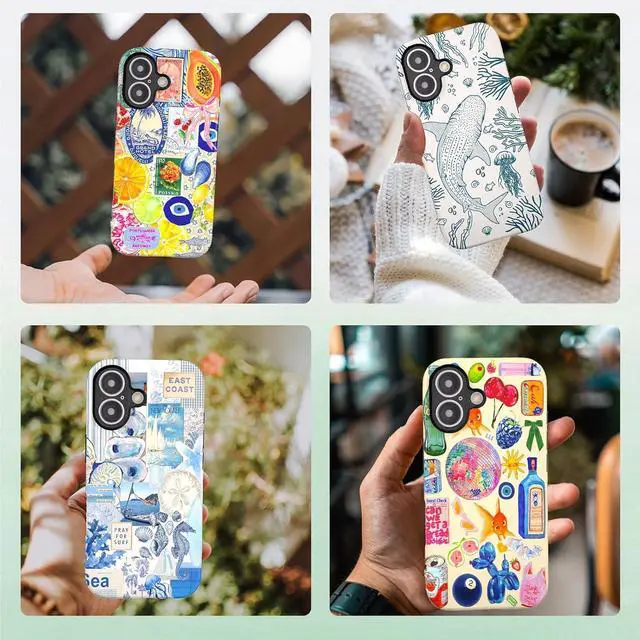 Alt view image 6 of 7 - Case Compatible with iPhone 17 6.3 European Art Collage Patterns Phone Case Waterproof & Fade-Resistant Shockproof Military Protection Cover for Women Girl Men