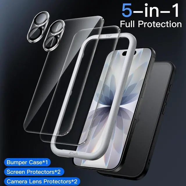 Alt view image 3 of 7 - 5 in 1 Matte Case for iPhone 17 6.3-Inch with 2-Pack Each Tempered Glass Screen Protector and Camera Lens Protector Translucent Back Shockproof Phone Cover (Black)
