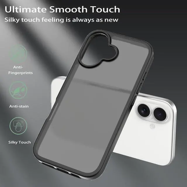 Alt view image 5 of 6 - for iPhone 17 Case [Military-Grade Drop Protection][Anti-Yellowing] Shockproof Protective Translucent Matte Cover for iPhone 17 Phone Case (Black iPhone 17)