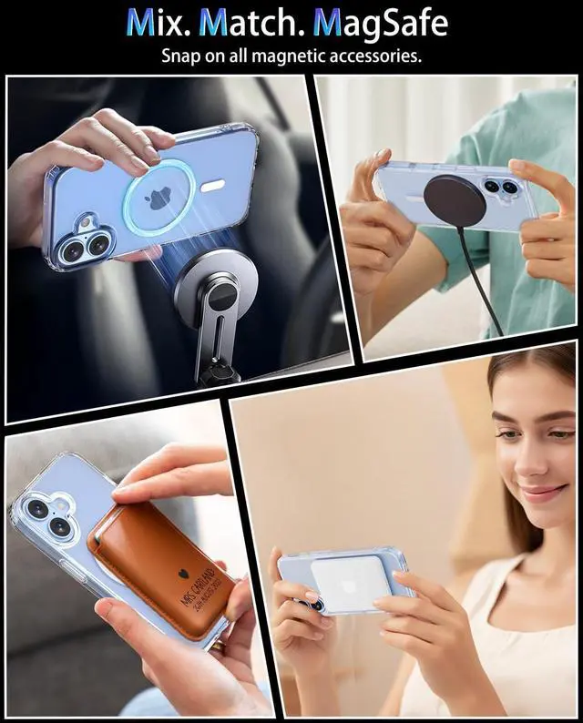 Alt view image 5 of 5 - for iPhone 17 Case Compatible with MagSafe Magnetic Slim Cover Anti-Yellowing & Shockproof Full Camera Protection Includes Screen & Lens Protectors Clear Protective Case