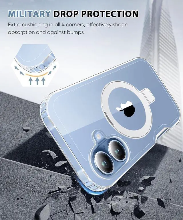 Alt view image 4 of 6 - for iPhone 17 Case with Screen Protector + Camera Lens Protector Built-in Seamless Stand [Compatible with MagSafe] Protective Shockproof Phone Case Cover for iPhone 17 6.3 Inch - Clear