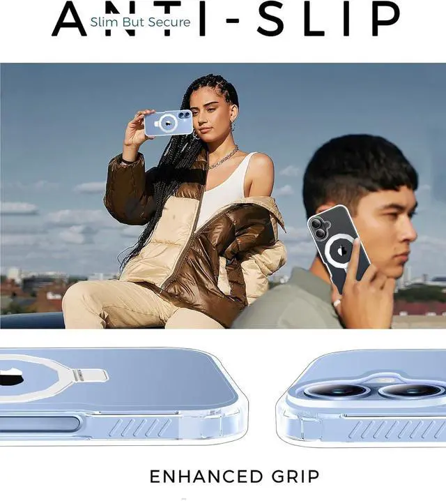 Alt view image 6 of 6 - for iPhone 17 Case with Screen Protector + Camera Lens Protector Built-in Seamless Stand [Compatible with MagSafe] Protective Shockproof Phone Case Cover for iPhone 17 6.3 Inch - Clear