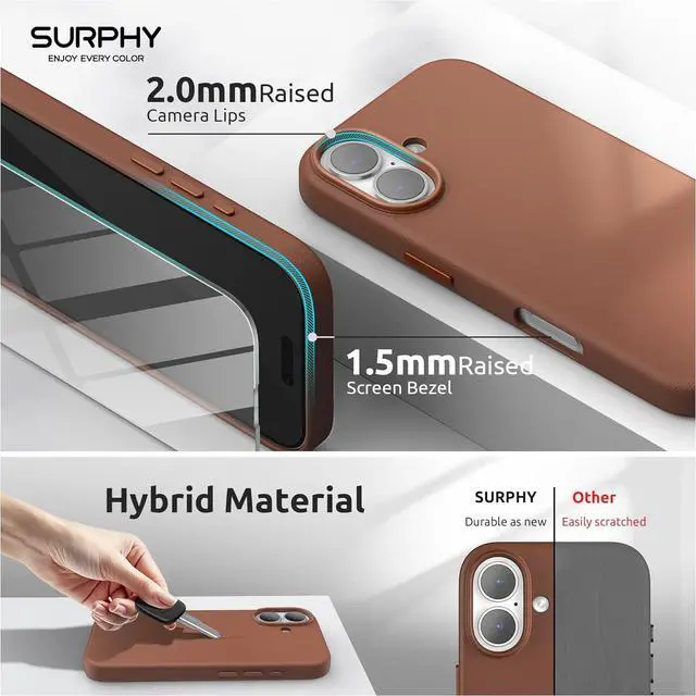 Alt view image 4 of 7 - Case for iPhone 17 Case (6.3 inch 2025) Compatible with MagSafe Faux Leather 17 Phone Cases Whit Soft Microfiber Lining Brown