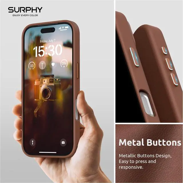 Alt view image 6 of 7 - Case for iPhone 17 Case (6.3 inch 2025) Compatible with MagSafe Faux Leather 17 Phone Cases Whit Soft Microfiber Lining Brown