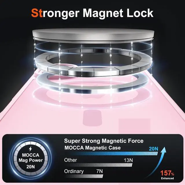 Alt view image 2 of 7 - Magnetic for iPhone 17 Case (Compatible with Magsafe) (16FT Military Grade Protection) Full Camera Protection Anti-Fingerprint Slim Translucent Matte Phone Cover 6.3 Pink