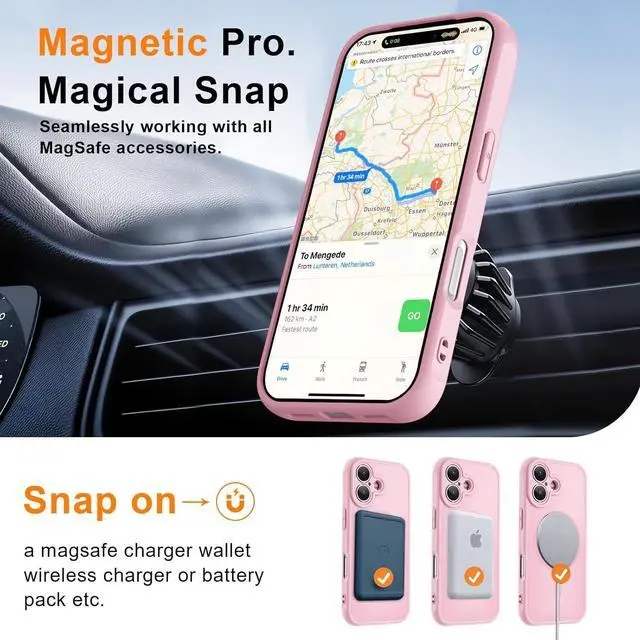 Alt view image 4 of 7 - Magnetic for iPhone 17 Case (Compatible with Magsafe) (16FT Military Grade Protection) Full Camera Protection Anti-Fingerprint Slim Translucent Matte Phone Cover 6.3 Pink