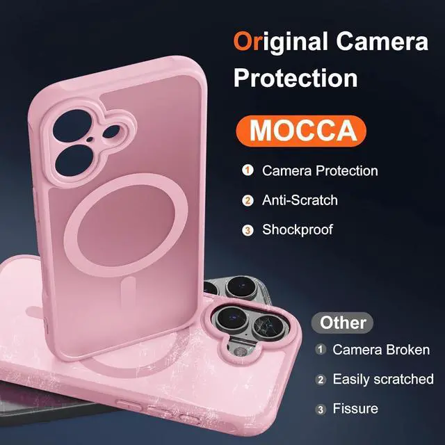 Alt view image 3 of 7 - Magnetic for iPhone 17 Case (Compatible with Magsafe) (16FT Military Grade Protection) Full Camera Protection Anti-Fingerprint Slim Translucent Matte Phone Cover 6.3 Pink