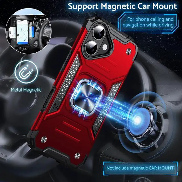 Alt view image 3 of 6 - Designed for iPhone 17 Case with Stand Enhanced 360° Rotatable Metal Ring Kickstand Military Grade Impact Resistant Shockproof Protective Phone Case Cover for iPhone 17 6.3 Red