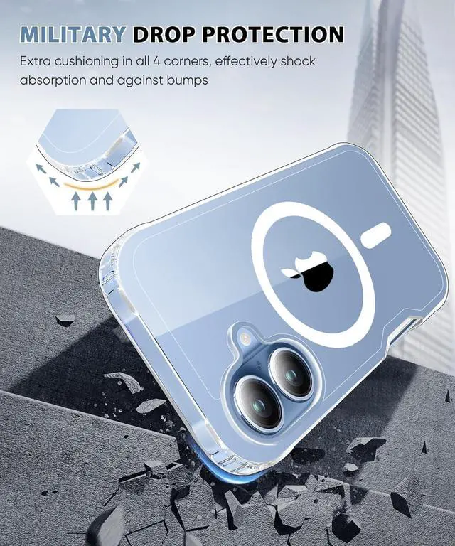 Alt view image 3 of 6 - Compatible with iPhone 17 Case Clear Built-in Screen Protector [Compatible with MagSafe] Full Body Rugged Phone Case Shockproof Protective Magnetic Cover for iphone17 6.3 (Clear)