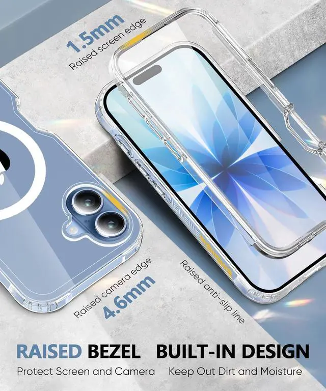Alt view image 4 of 6 - Compatible with iPhone 17 Case Clear Built-in Screen Protector [Compatible with MagSafe] Full Body Rugged Phone Case Shockproof Protective Magnetic Cover for iphone17 6.3 (Clear)