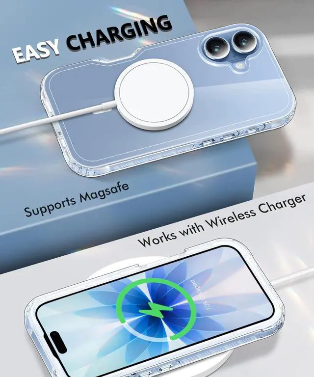 Alt view image 5 of 6 - Compatible with iPhone 17 Case Clear Built-in Screen Protector [Compatible with MagSafe] Full Body Rugged Phone Case Shockproof Protective Magnetic Cover for iphone17 6.3 (Clear)