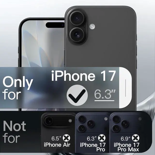 Alt view image 2 of 6 - Magnetic Case for iPhone 17 6.3-Inch Full Camera Lens Protection Compatible with MagSafe Soft Electroplated TPU Frame with Hard Clear PC Back Shockproof Phone Cover (Black)