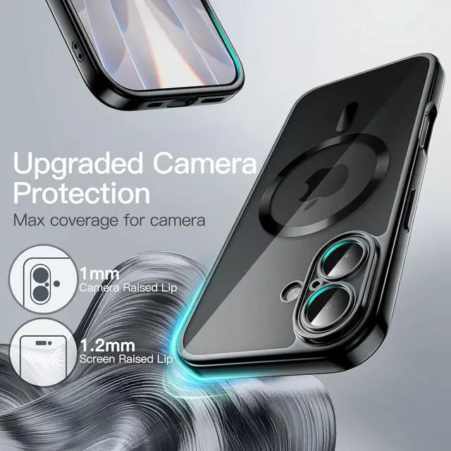 Alt view image 5 of 6 - Magnetic Case for iPhone 17 6.3-Inch Full Camera Lens Protection Compatible with MagSafe Soft Electroplated TPU Frame with Hard Clear PC Back Shockproof Phone Cover (Black)