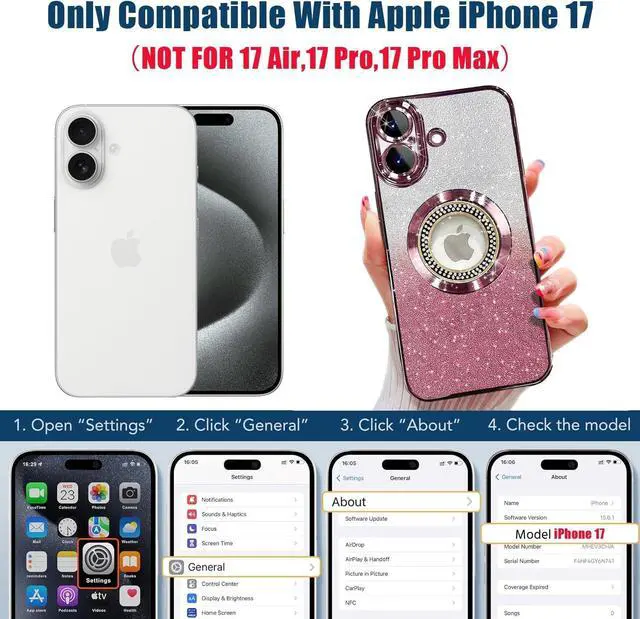 Alt view image 2 of 7 - for iPhone 17 Magnetic Glitter Case Compatible with MagSafe Full Protection Slim Shockproof Anti-Scratch Case with Camera Lens Protector Plating Bling Dust-Proof Net for Women Pink