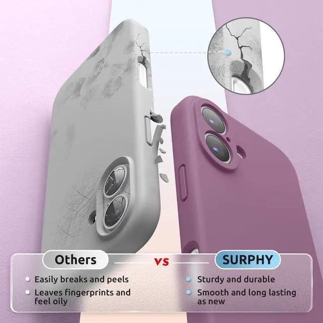 Alt view image 4 of 7 - Case for iPhone 17 Case with Screen Protector (6.3 inch 2025) Compatible with MagSafe Liquid Silicone 17 Phone Cases Whit Soft Microfiber Lining Lilac Purple