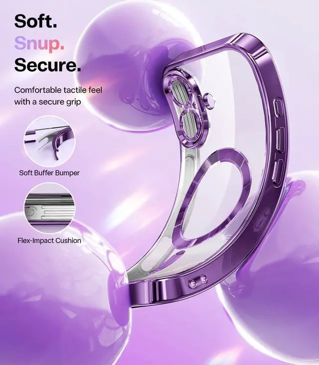 Alt view image 6 of 7 - Designed for iPhone 17 Case 6.3 [Glitter Card & Wrist Strap] [Compatible with MagSafe] [2X HD Screen Protectors] Surround Raised Lens Protection for iPhone 17 Case 6.3 Inch Purple