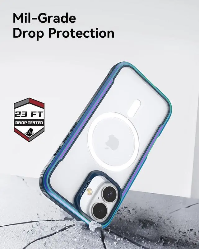 Alt view image 2 of 7 - 2025 Shield Magnetic for iPhone 17 Case Compatible with MagSafe [23FT Mil-Grade Drop Protection] Durable Anodized Shockproof Aluminum Frame Slim for iPhone 17 Case Iridescent