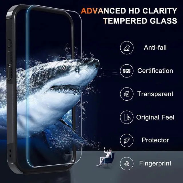 Alt view image 4 of 7 - Case for iPhone 17 Phone Cover with Screen Protector Military Grade Heavy Duty Shockproof PhoneCase with Wrist Lanyard Strap 2025 Black Matte