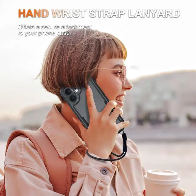 Alt view image 5 of 7 - Case for iPhone 17 Phone Cover with Screen Protector Military Grade Heavy Duty Shockproof PhoneCase with Wrist Lanyard Strap 2025 Black Matte