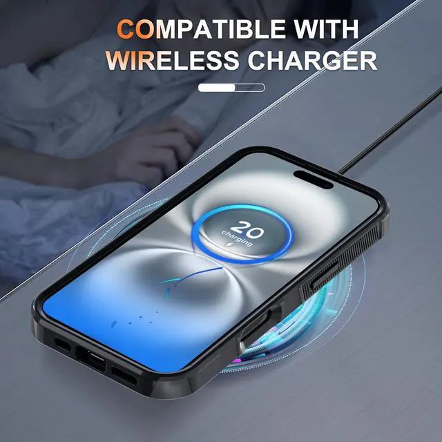 Alt view image 7 of 7 - Case for iPhone 17 Phone Cover with Screen Protector Military Grade Heavy Duty Shockproof PhoneCase with Wrist Lanyard Strap 2025 Black Matte