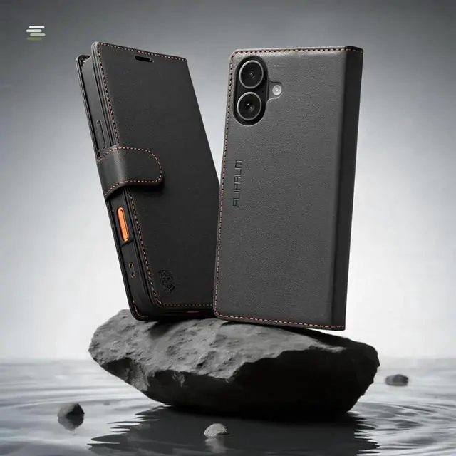 Alt view image 3 of 6 - Wallet Case for iPhone 17 with Credit Card Holder PU Leather Folio Flip Kickstand Protective Shockproof Cover for  17 Phone Case (Black)