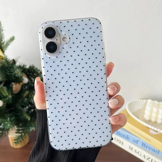 Alt view image 3 of 7 - Compatible with iPhone 17 Case Fashion Cute Aesthetic Polka Dot Phone Case for Women Shockproof Slim Soft TPU and Hard PC Protective Phone Cover for iPhone 17 6.3 Blue