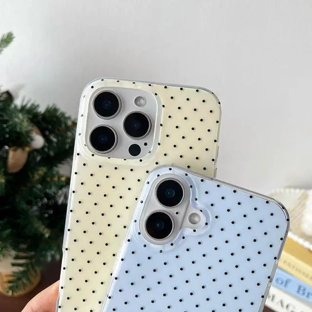 Alt view image 4 of 7 - Compatible with iPhone 17 Case Fashion Cute Aesthetic Polka Dot Phone Case for Women Shockproof Slim Soft TPU and Hard PC Protective Phone Cover for iPhone 17 6.3 Blue