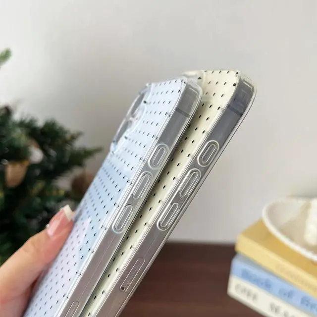 Alt view image 5 of 7 - Compatible with iPhone 17 Case Fashion Cute Aesthetic Polka Dot Phone Case for Women Shockproof Slim Soft TPU and Hard PC Protective Phone Cover for iPhone 17 6.3 Blue