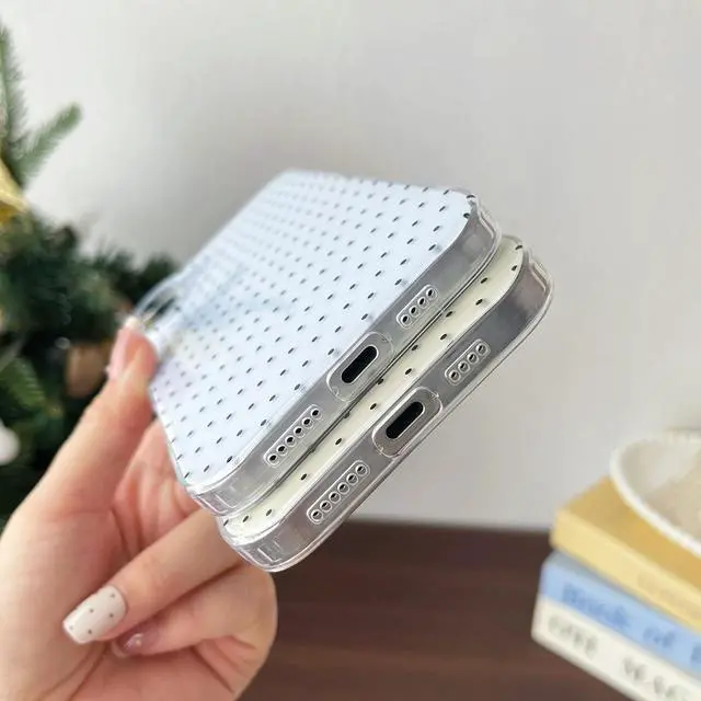 Alt view image 6 of 7 - Compatible with iPhone 17 Case Fashion Cute Aesthetic Polka Dot Phone Case for Women Shockproof Slim Soft TPU and Hard PC Protective Phone Cover for iPhone 17 6.3 Blue