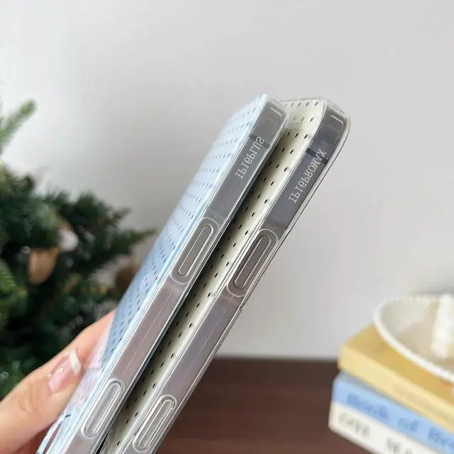 Alt view image 7 of 7 - Compatible with iPhone 17 Case Fashion Cute Aesthetic Polka Dot Phone Case for Women Shockproof Slim Soft TPU and Hard PC Protective Phone Cover for iPhone 17 6.3 Blue