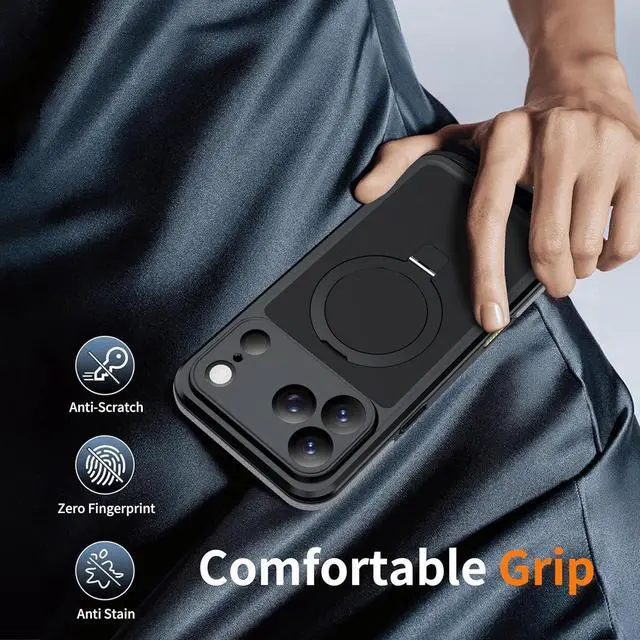 Alt view image 7 of 7 - Magnetic for iPhone 17 Pro Max Case Waterproof Built in Screen Protector [Compatible with MagSafe] [Invisible Stand] [IP68 Underwater] Full Body Protection Phone Case 6.9 Black