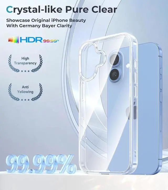 Alt view image 2 of 7 - for iPhone 17 Case - Crystal Clear 17 Phone Case Rugged Military Grade Protection Shockproof Bumper Cover Anti-Yellow Case for  iPhone 17 Accessories Transparent