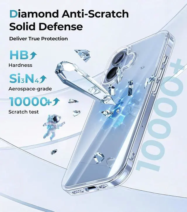 Alt view image 3 of 7 - for iPhone 17 Case - Crystal Clear 17 Phone Case Rugged Military Grade Protection Shockproof Bumper Cover Anti-Yellow Case for  iPhone 17 Accessories Transparent