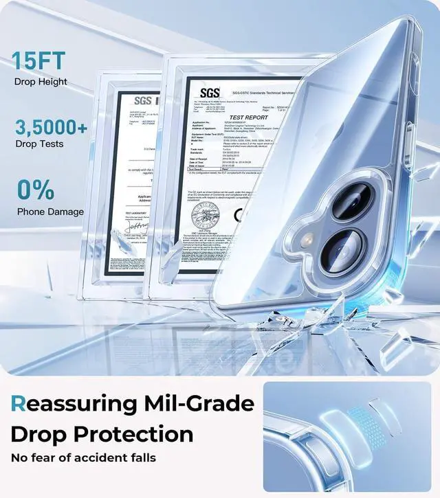 Alt view image 6 of 7 - for iPhone 17 Case - Crystal Clear 17 Phone Case Rugged Military Grade Protection Shockproof Bumper Cover Anti-Yellow Case for  iPhone 17 Accessories Transparent