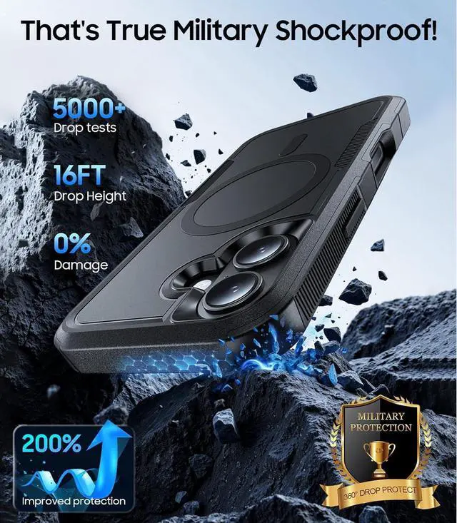 Alt view image 2 of 6 - Magnetic for iPhone 17 Case [Compatible with MagSafe] Military-Grade Shockproof Protection for i Phone 17 case[Heavy Duty Protection] Protective Phone Cover for iPhone17 6.3 Black