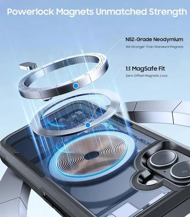 Alt view image 4 of 6 - Magnetic for iPhone 17 Case [Compatible with MagSafe] Military-Grade Shockproof Protection for i Phone 17 case[Heavy Duty Protection] Protective Phone Cover for iPhone17 6.3 Black