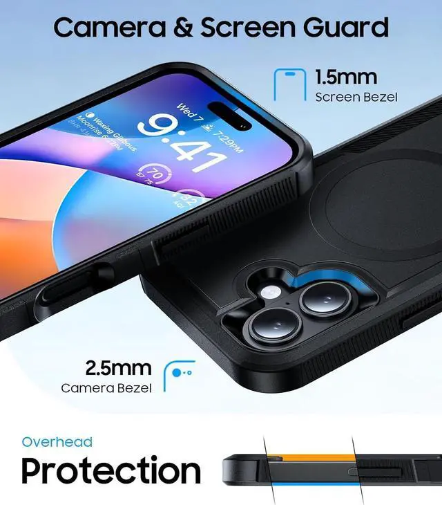 Alt view image 5 of 6 - Magnetic for iPhone 17 Case [Compatible with MagSafe] Military-Grade Shockproof Protection for i Phone 17 case[Heavy Duty Protection] Protective Phone Cover for iPhone17 6.3 Black