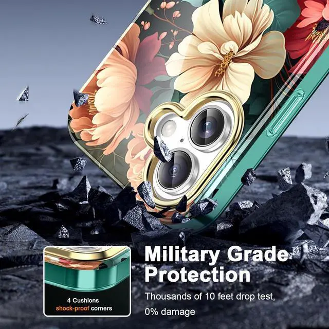 Alt view image 4 of 7 - Cute Flower Case for iPhone 17 6.3 inch Built with Screen tector Lightweight and Stylish Full Body Shockof tective Rugged TPU Case for Women/Girls-Black Flower