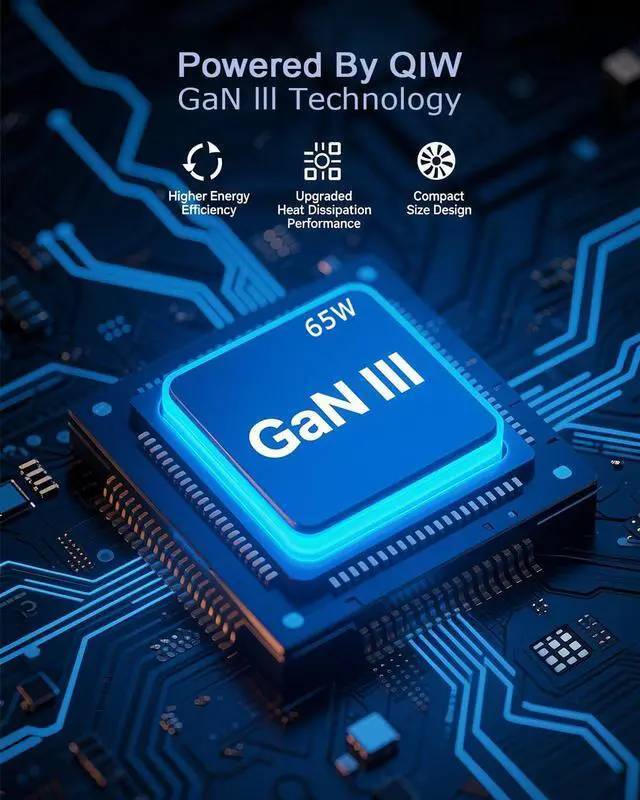 Alt view image 3 of 7 - 65W GaN 3-Port USB C Charger w/Cable PD/PPS Fast Charging US/EU/UK/AU Interchangeable Plug AC Adapter for MacBook iPhone 17/16/15/Air/Max Switch 2/1 Laptop Tablet Galaxy S25/24/23+Ultra Surface Pro/Go