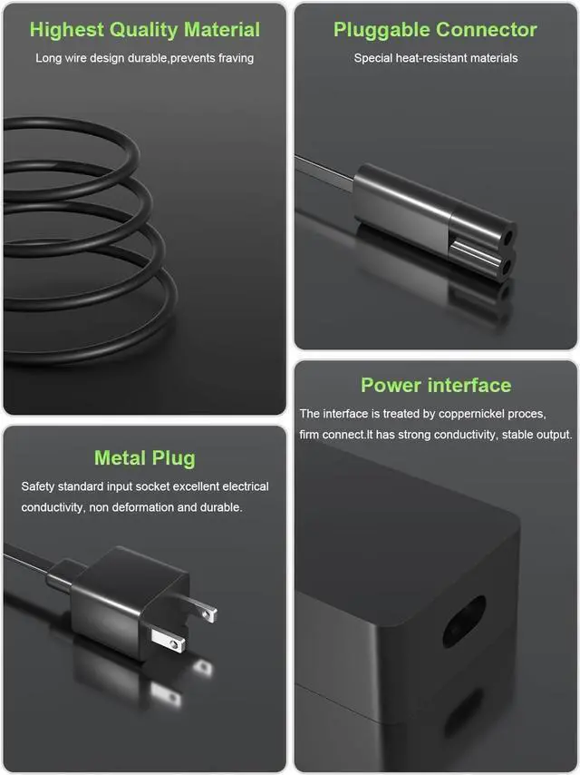 Alt view image 5 of 7 - 127W 102W Charger Compatible with Microsoft Surface Laptop Studio/Go 1 2 3 Book 3 2 1/Surface Laptop 7 6 5 4 3 2 1 Surface Pro 10 9 8 7 7+ 6 5 4 3 X Windows Charging Adapter