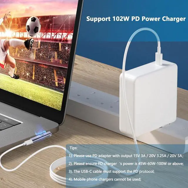 Alt view image 3 of 6 - 102W Magnetic Charger for Surface - USB C Female to Magnetic Male Charging Adapter Type-C PD Power Charger Accessory for  Pro Surface-Book Surface-Go Surface-Laptop Surface-Duo 2
