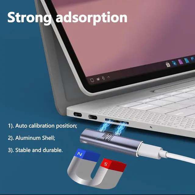 Alt view image 5 of 6 - 102W Magnetic Charger for Surface - USB C Female to Magnetic Male Charging Adapter Type-C PD Power Charger Accessory for  Pro Surface-Book Surface-Go Surface-Laptop Surface-Duo 2