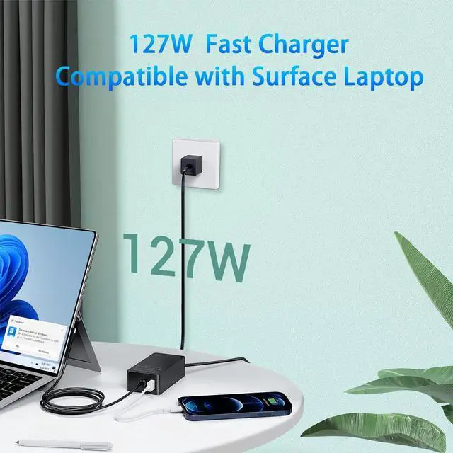 Alt view image 4 of 7 - 127W AC Adapter Compatible with Surface Book 3 2 1 Surface Pro X 8 7 6 5 4 3 Surface Laptop 4 3 2 1 GO Microsoft Surface 127W Power Supply with 7.5W USB Charging Port