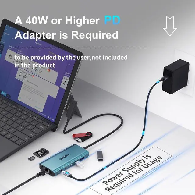 Alt view image 2 of 7 - Surface Docking Station. 12-in-1 Docking Station for  Surface Pro 9/8/X/7/6/5/4/3 Surface Laptop 5/4/3/2/1 Surface Laptop Go 3/2/1 Surface Book 3/2/1 PD Charger Required.