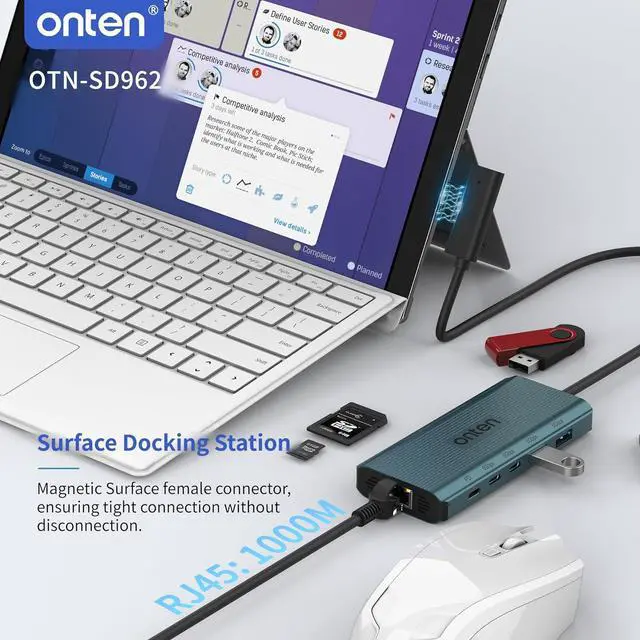 Alt view image 5 of 7 - Surface Docking Station. 12-in-1 Docking Station for  Surface Pro 9/8/X/7/6/5/4/3 Surface Laptop 5/4/3/2/1 Surface Laptop Go 3/2/1 Surface Book 3/2/1 PD Charger Required.