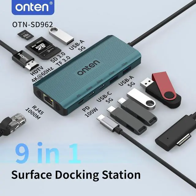 Alt view image 6 of 7 - Surface Docking Station. 12-in-1 Docking Station for  Surface Pro 9/8/X/7/6/5/4/3 Surface Laptop 5/4/3/2/1 Surface Laptop Go 3/2/1 Surface Book 3/2/1 PD Charger Required.