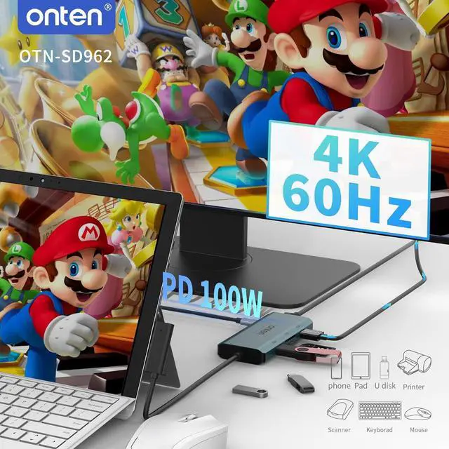 Alt view image 7 of 7 - Surface Docking Station. 12-in-1 Docking Station for  Surface Pro 9/8/X/7/6/5/4/3 Surface Laptop 5/4/3/2/1 Surface Laptop Go 3/2/1 Surface Book 3/2/1 PD Charger Required.