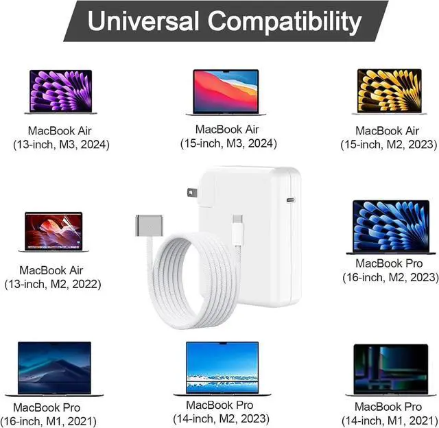 Alt view image 6 of 7 - 140W MacBook Pro Charger for MacBook Pro 16 14 inch Mac Air 15 13 inch 2025 2024 2023 2022 2021 M1-M4 USB Type-C Fast Laptop Charger Power Adapter 6.6FT Type C to Magnetic 3 Cable LED