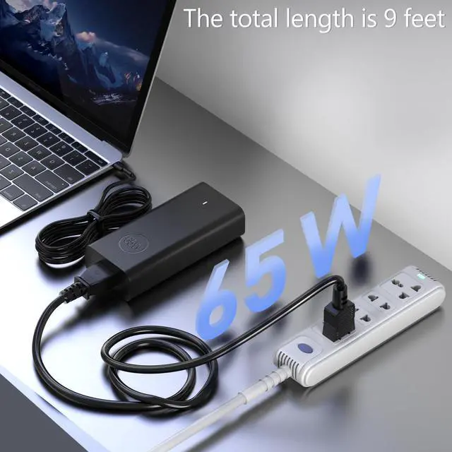 Alt view image 6 of 6 - New Slim 65W USB C  Laptop Charger - for Latitude 5530 5420 5430 5520 5540 7430 7420 7440 for Inspiron 14 7425 16 7620 XPS 13 7390 2-in-1 Chromebook 3100  Computer Power Adapter Cord